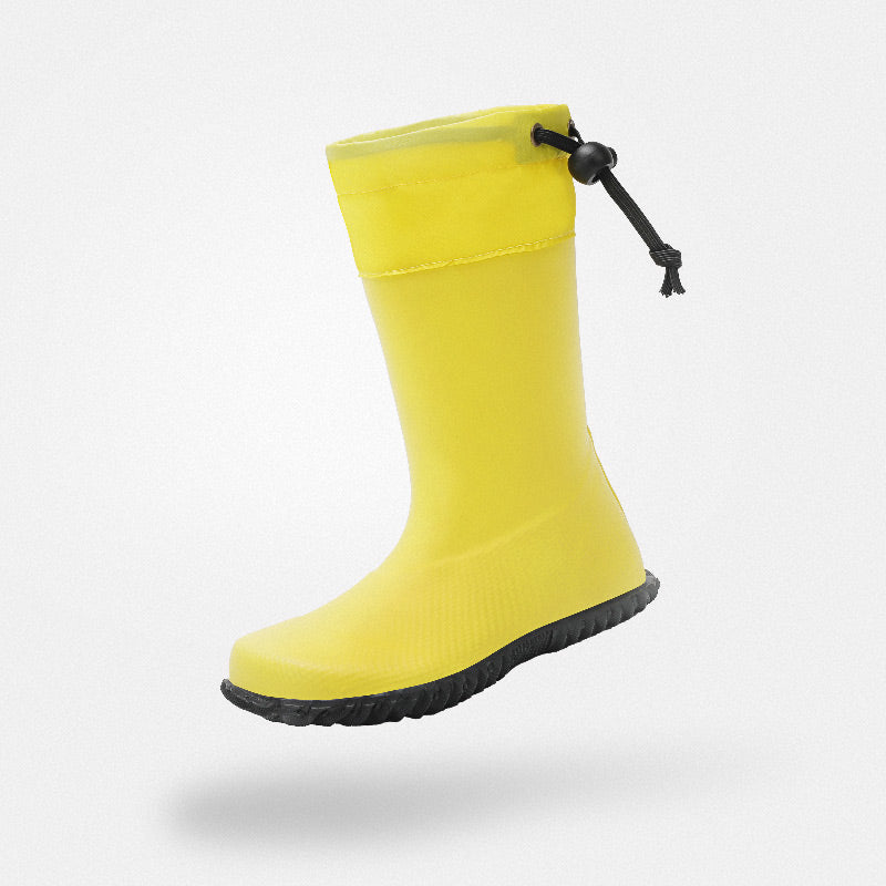 Kids rainboots wide feet friendly non-slip lightweight 4mm sole zero drop Brisk I Yellow kids Saguaro