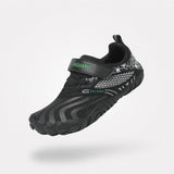 Kids trainers barefoot zero drop sole, wide toe box, 4mm sole, Saguaro Vitality Ⅰ black-velcro