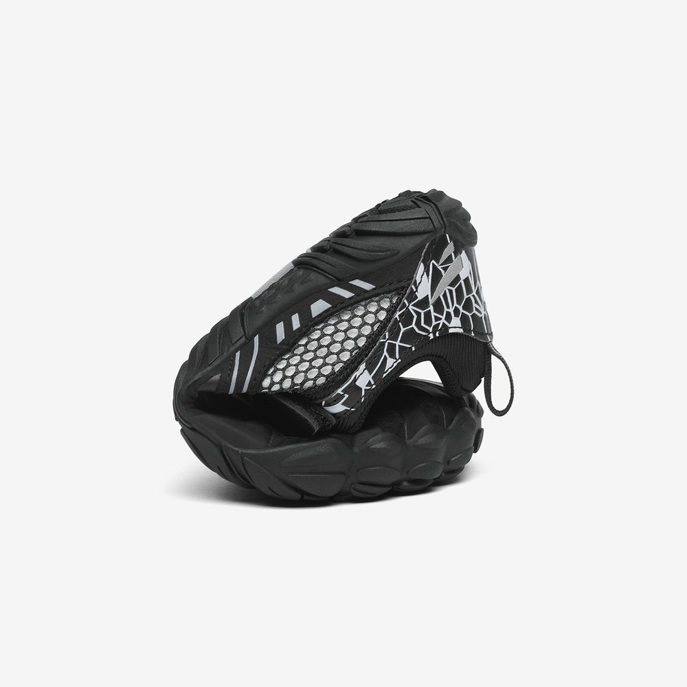 Folded kids trainers barefoot zero drop sole, wide toe box, 4mm sole, Saguaro Vitality Ⅰ black-velcro