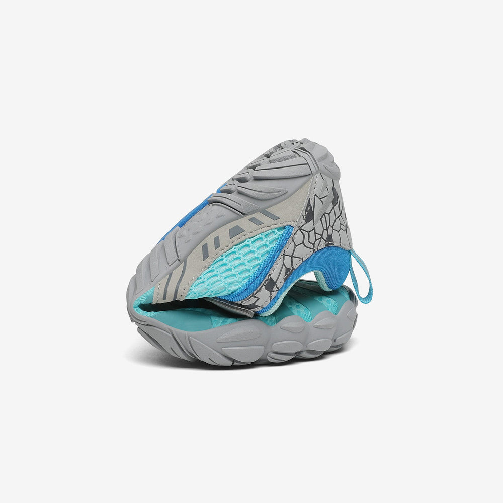 Folded tennis shoes barefoot zero drop sole, wide toe box, 4mm sole, Saguaro Vitality Ⅰ sky blue-velcro for kids