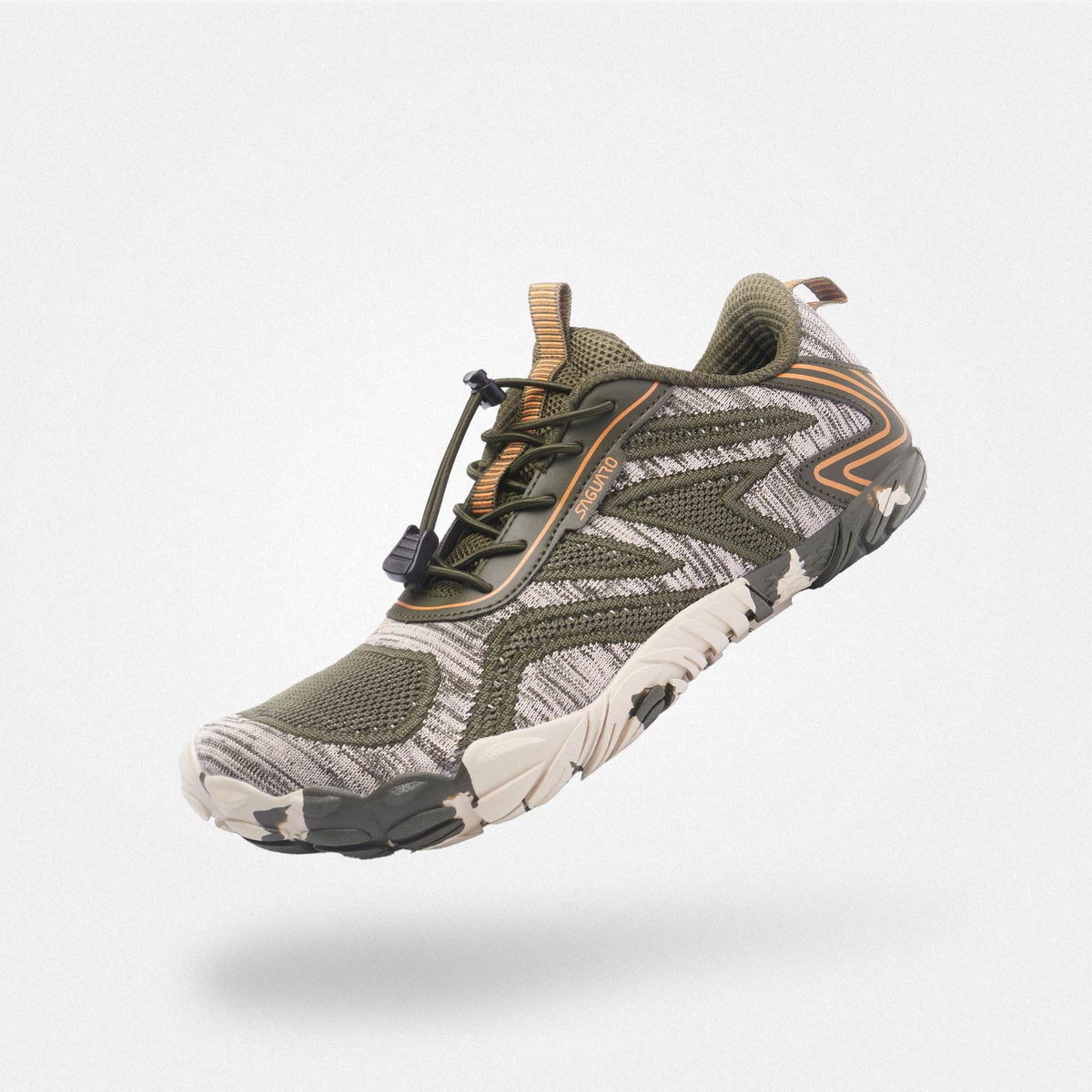 Walking shoes cushioned Active II Green 4mm zero-drop sole Adults-Saguaro
