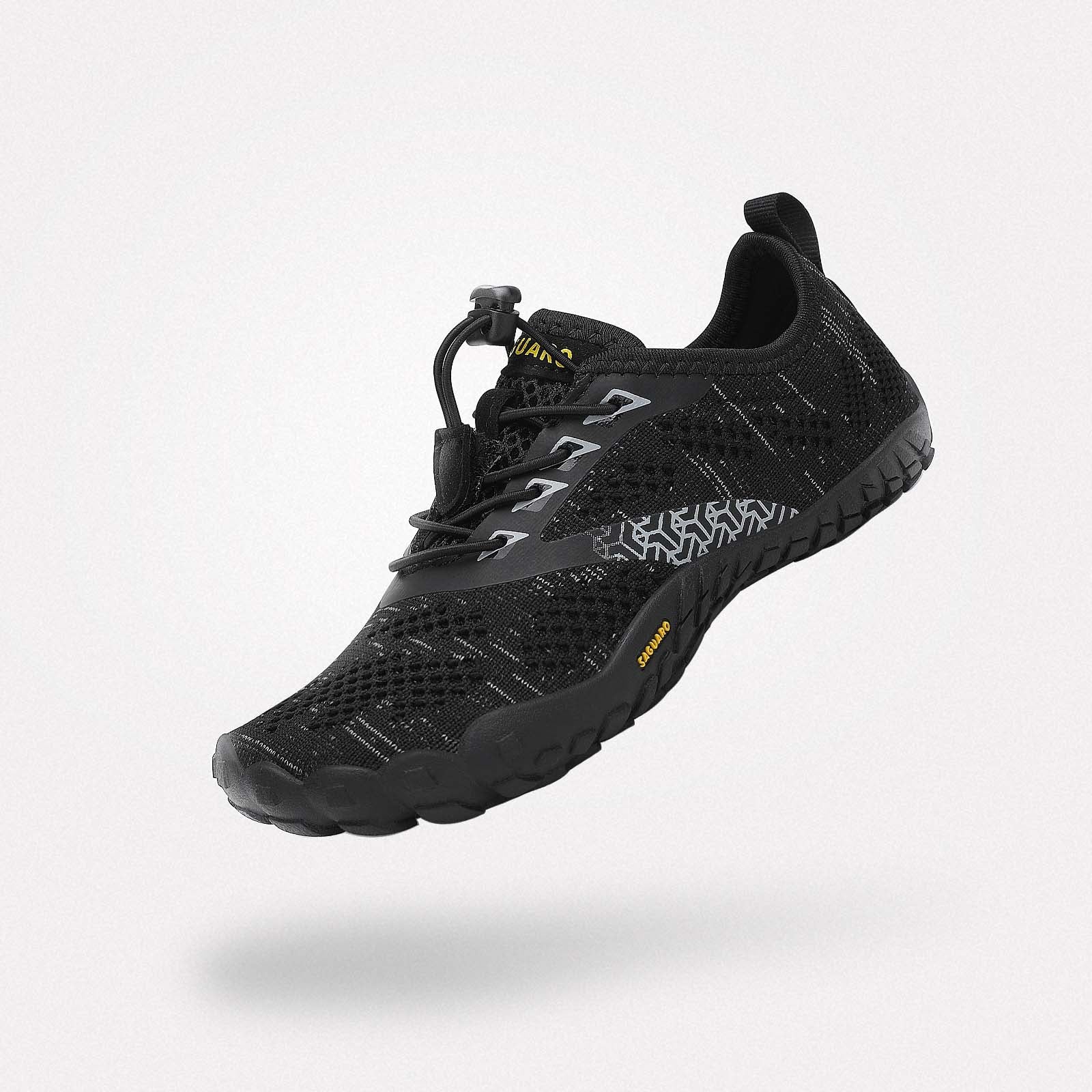 Kids trainers, barefoot zero drop sole, wide toe box, 4mm sole, Saguaro Smart Ⅰ black
