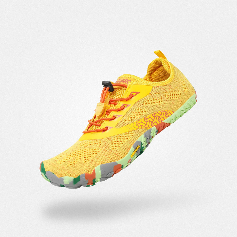 Walking shoes barefoot zero drop sole, wide toe box, 4mm sole Saguaro Smart II yellow for adults