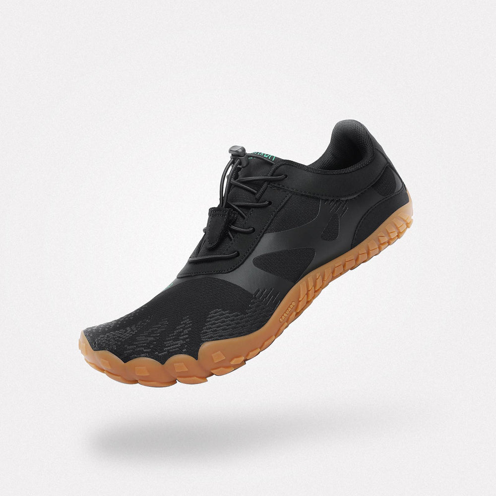 Trekking trainers barefoot zero drop sole, wide toe box, 4mm sole Saguaro Vitality III khaki for adults