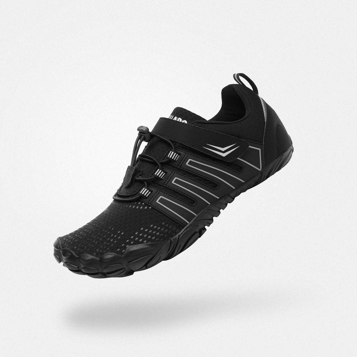 Trekking trainers barefoot zero drop sole, wide toe box, 4mm sole Saguaro Vigor II black for adults