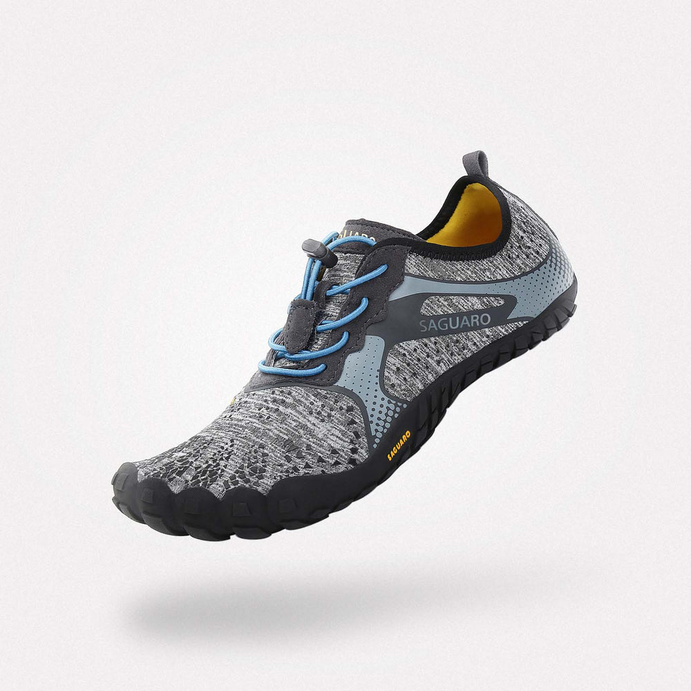 Hiking trainers barefoot zero drop sole, quick dry machine washable, 4mm sole Saguaro Fast Ⅰ grey for adults