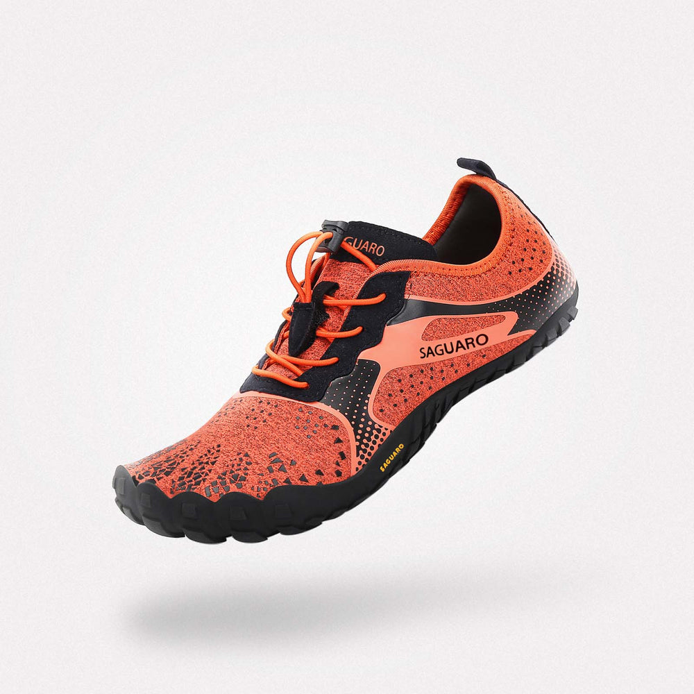 Trail running shoes barefoot zero drop sole, wide toe box, 4mm sole Saguaro Fast Ⅰ orange for adults