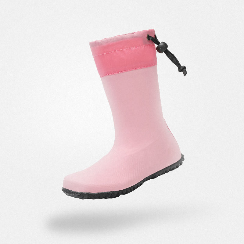 Children's gumboots wide feet friendly non-slip lightweight 4mm sole zero drop Brisk I Pink kids Saguaro