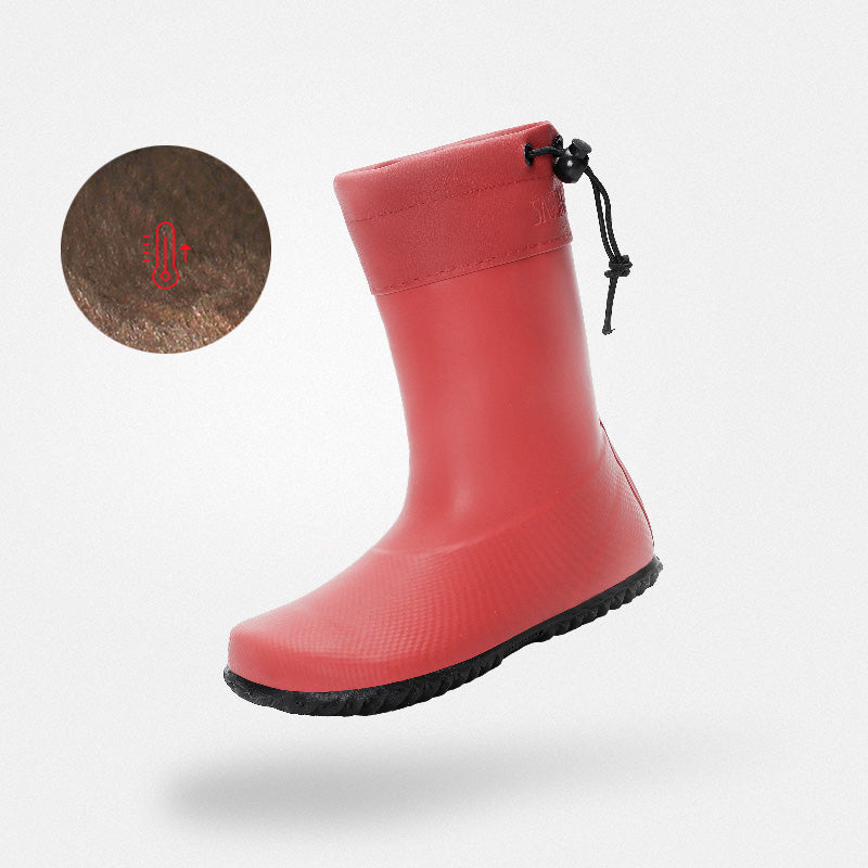 Kids winter rainboots wide feet friendly fleece-lined non-slip thermal 4mm sole zero drop Brisk I Red-Winter Plush kids Saguaro