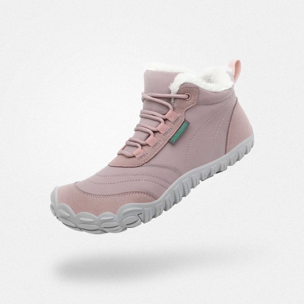 Barefoot fleece-lined boots wide toe box thermal insulated non-slip zero drop 4mm sole Will II Pink adult Saguaro