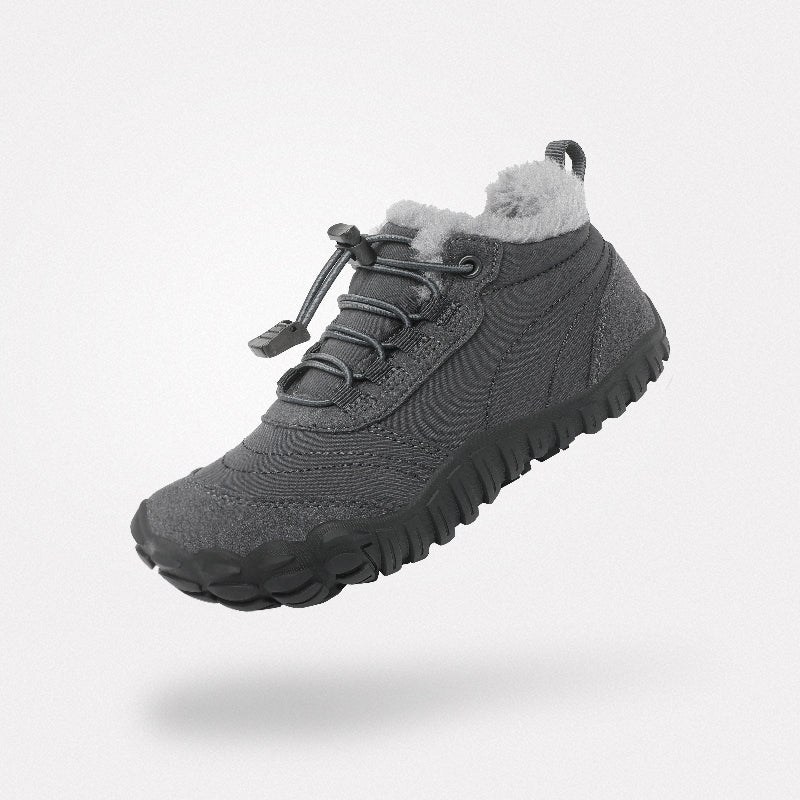 Barefoot kids insulated boots wide feet friendly fleece-lined non-slip zero drop 4mm sole Will II Dark Gray children Saguaro