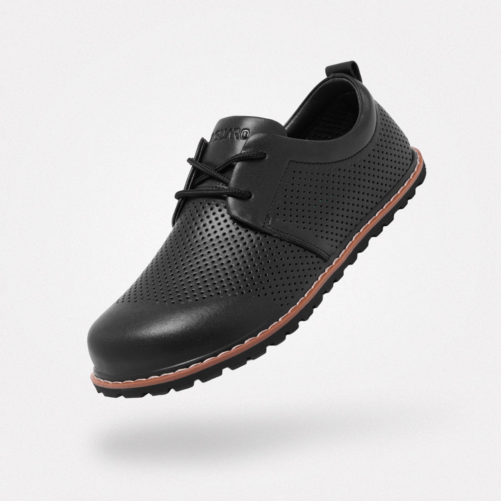 perforated leather barefoot shoes with breathable upper and zero drop sole