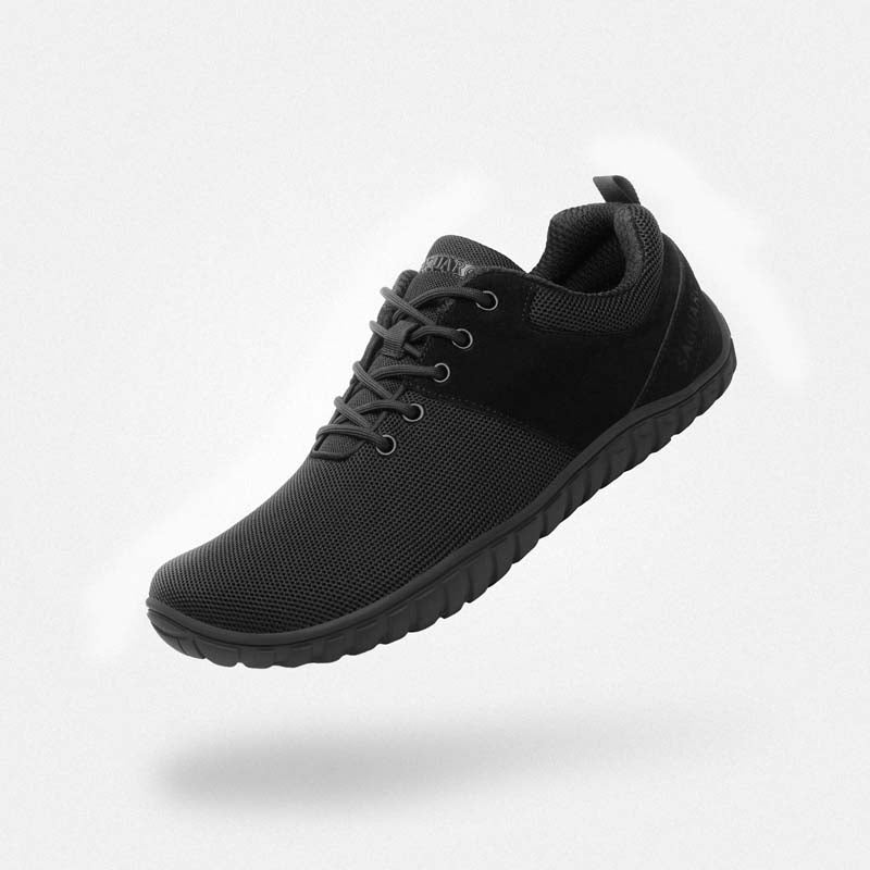 barefoot walking shoes wide toe box comfortable slip-resistant zero drop 4mm sole Wish Ⅰ Black adult Saguaro