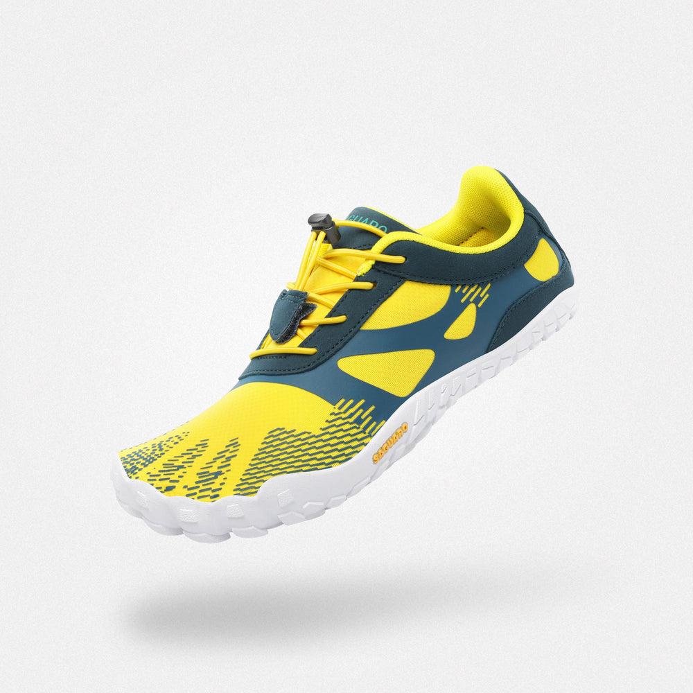 Gym shoes barefoot zero drop sole, wide width feet friendly, 4mm sole Saguaro Vitality III yellow for adults