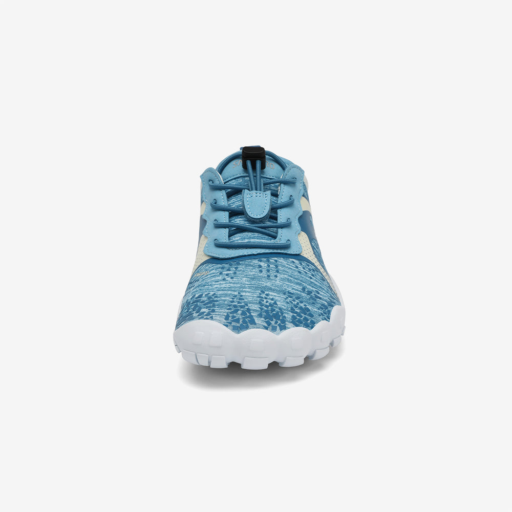 Front view of breathable trainers barefoot zero drop sole, moisture-wicking, 4mm sole Saguaro Fast Ⅰ sky blue for adults