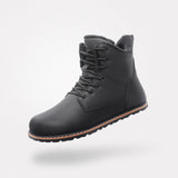 Rover I black barefoot winter boots with lace-up design