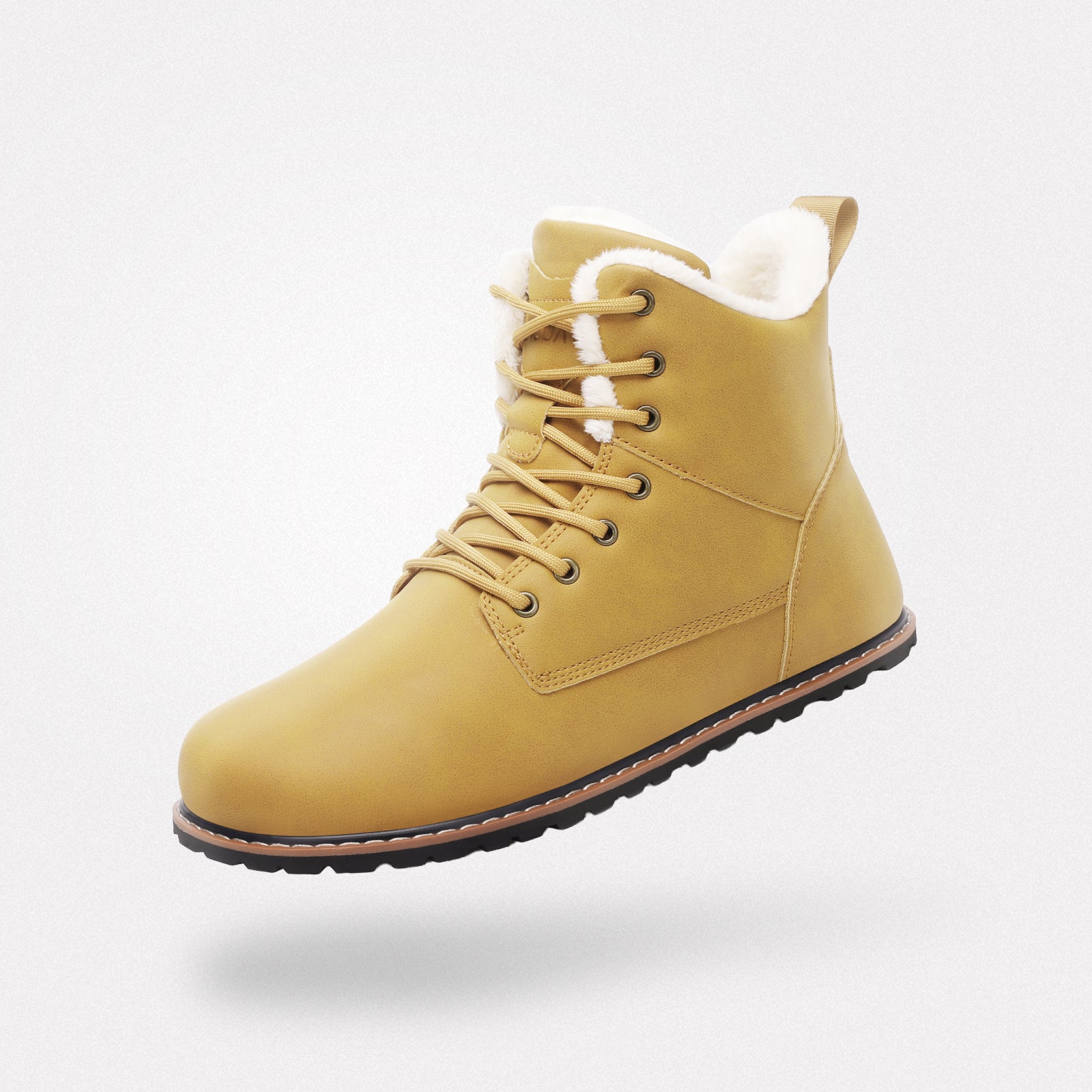 Rover I yellow barefoot winter boots with plush lining