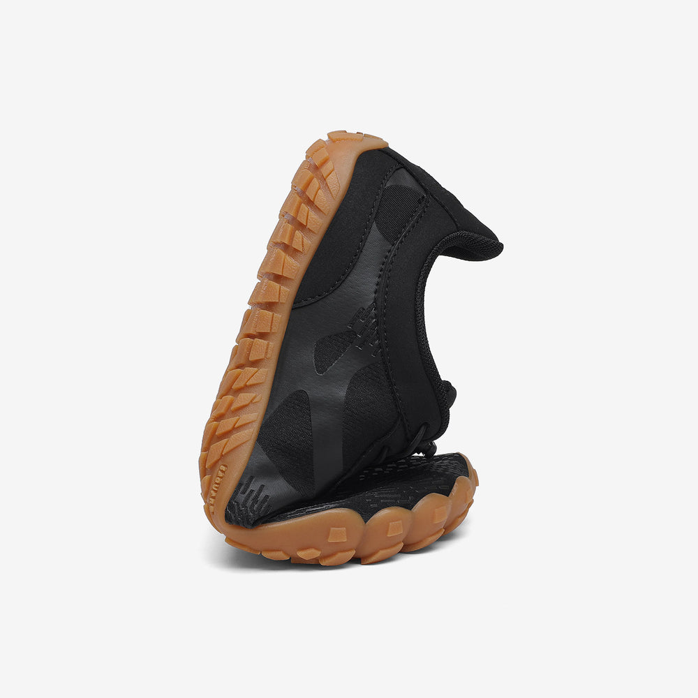 Folded trekking trainers barefoot zero drop sole, wide toe box, 4mm sole Saguaro Vitality III khaki for adults