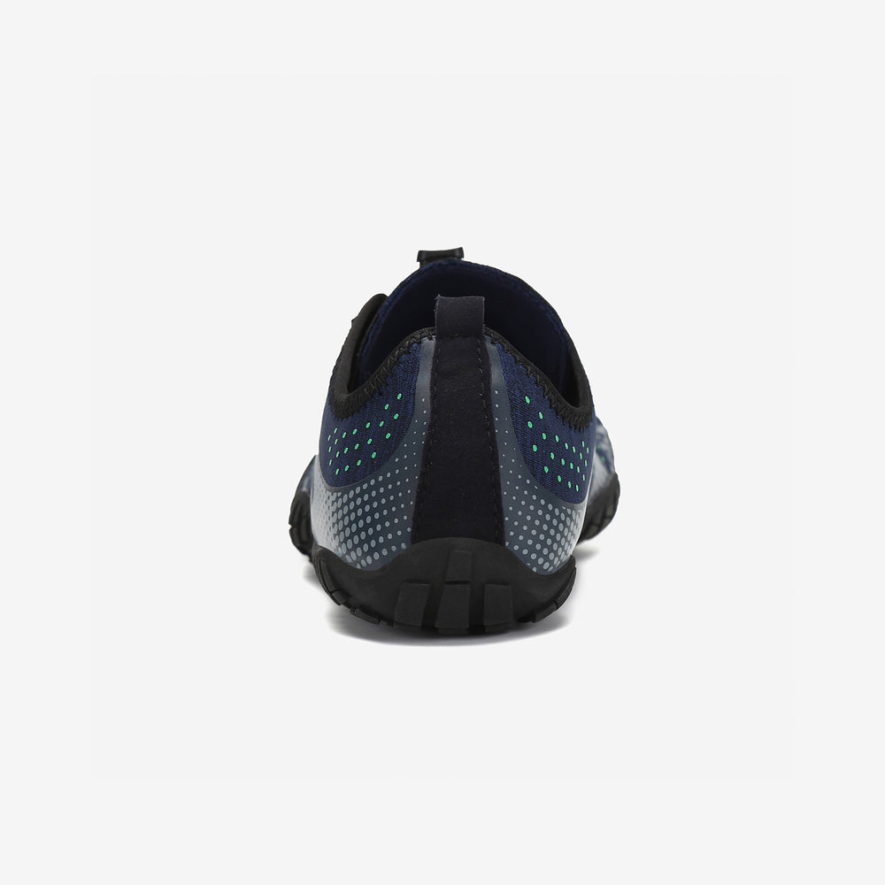 Back view of fitness walking shoes barefoot zero drop sole, comfortable toe space, 4mm sole Saguaro Fast Ⅰ blue for adults